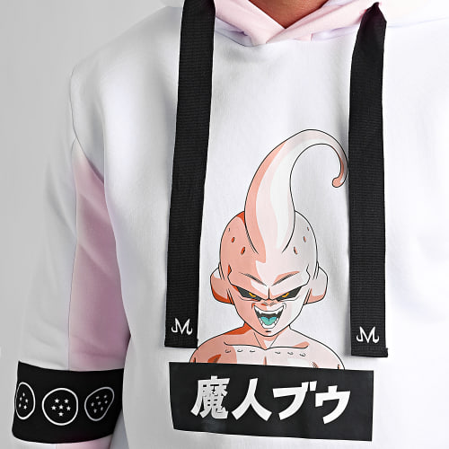 Sweat Capuche Majin Buu Blanc Rose
