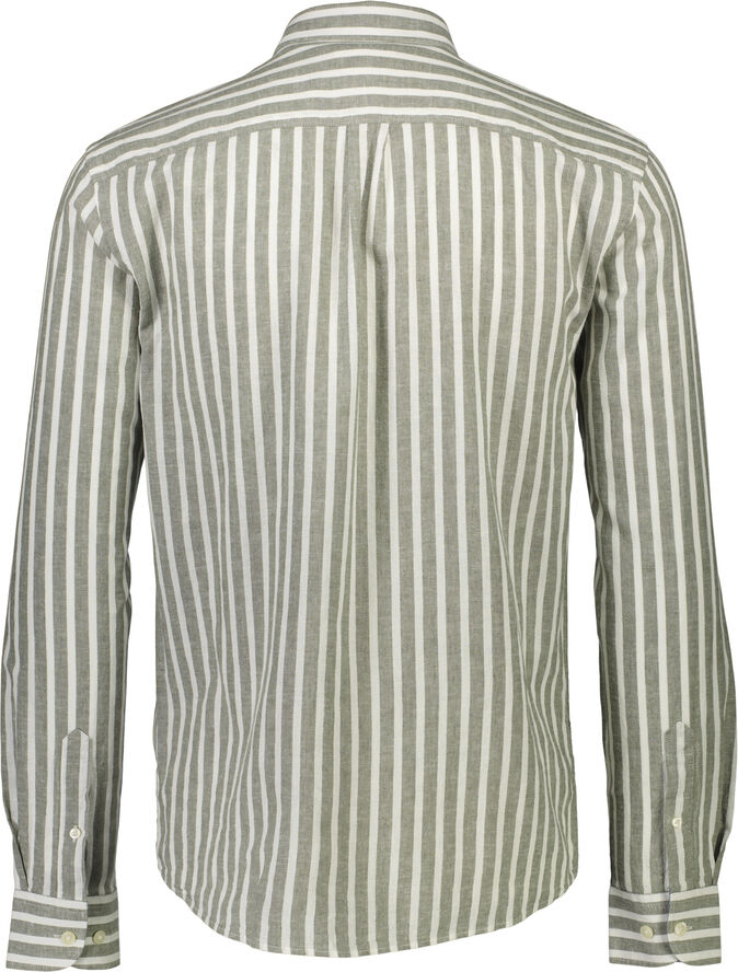 Lindbergh Striped cotton/linen shirt L/S Khaki