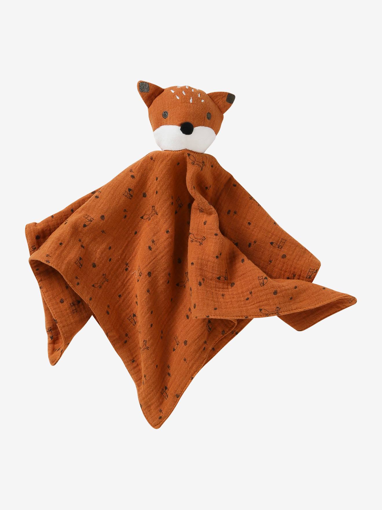 Conjunto para presente com 3 itens: pano + doudou + chocalho marrom