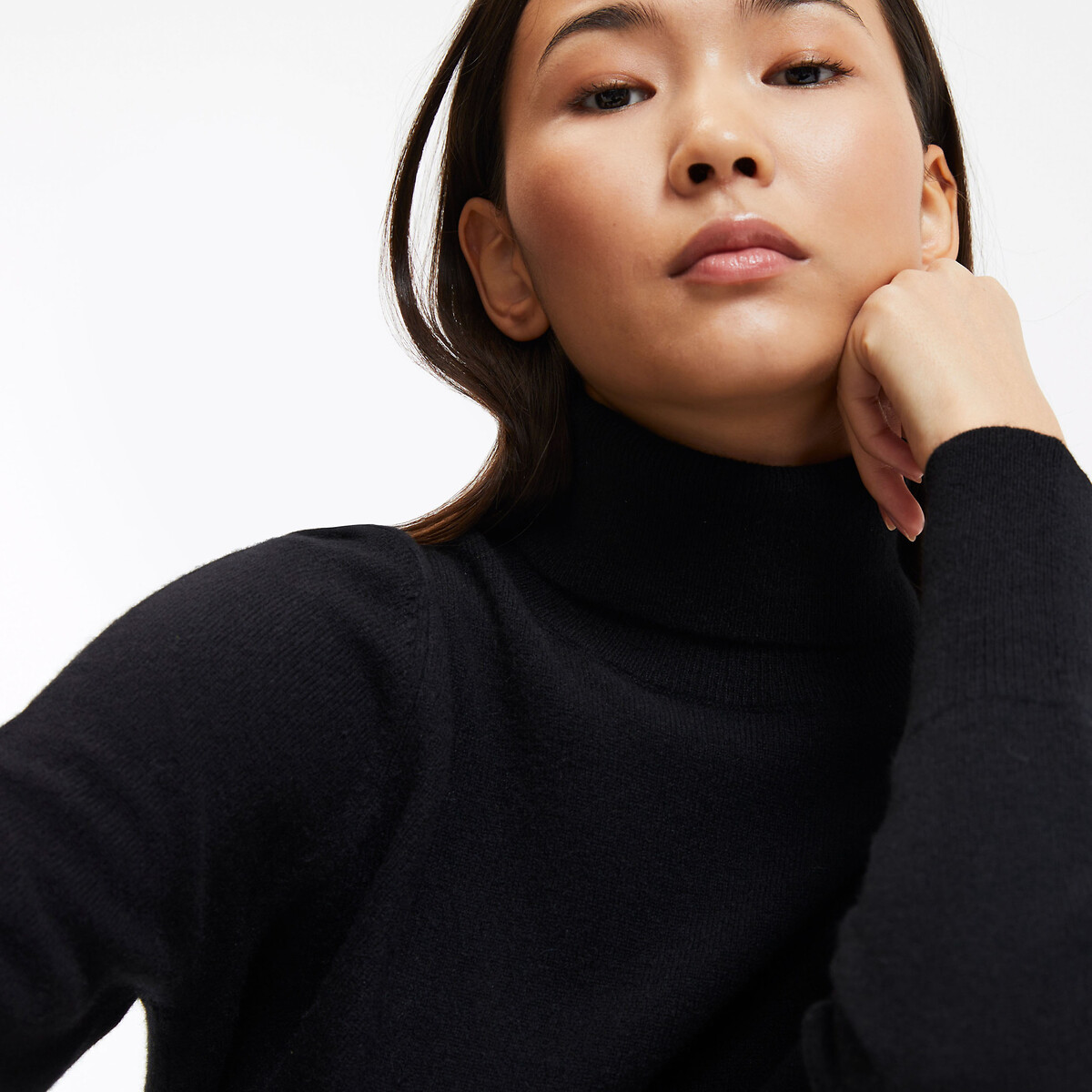 COLEÇÕES LA REDOUTE<br>Suéter de gola alta em malha fina de cashmere