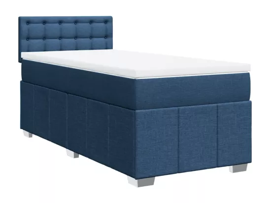 Sommier à lattes de lit avec matelas Bleu 90x190 cm Tissu