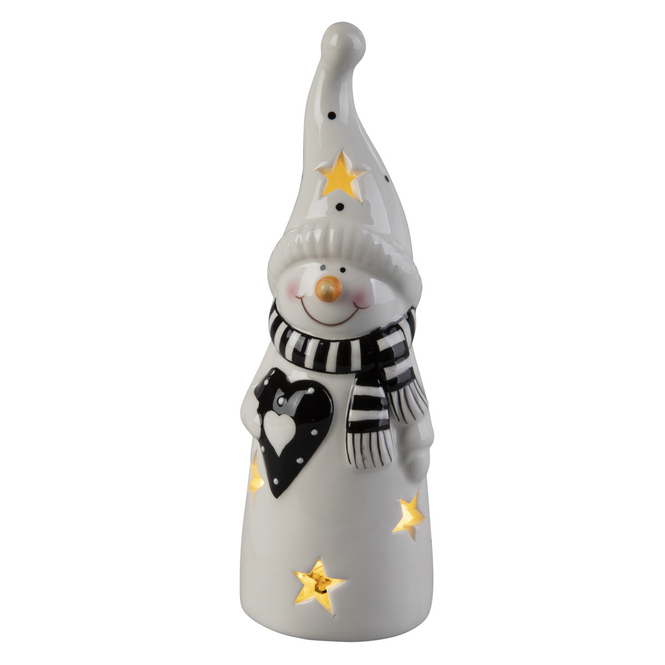 LED-Schneemann - aus Dolomit - ca. 6 x 6 x 18 cm