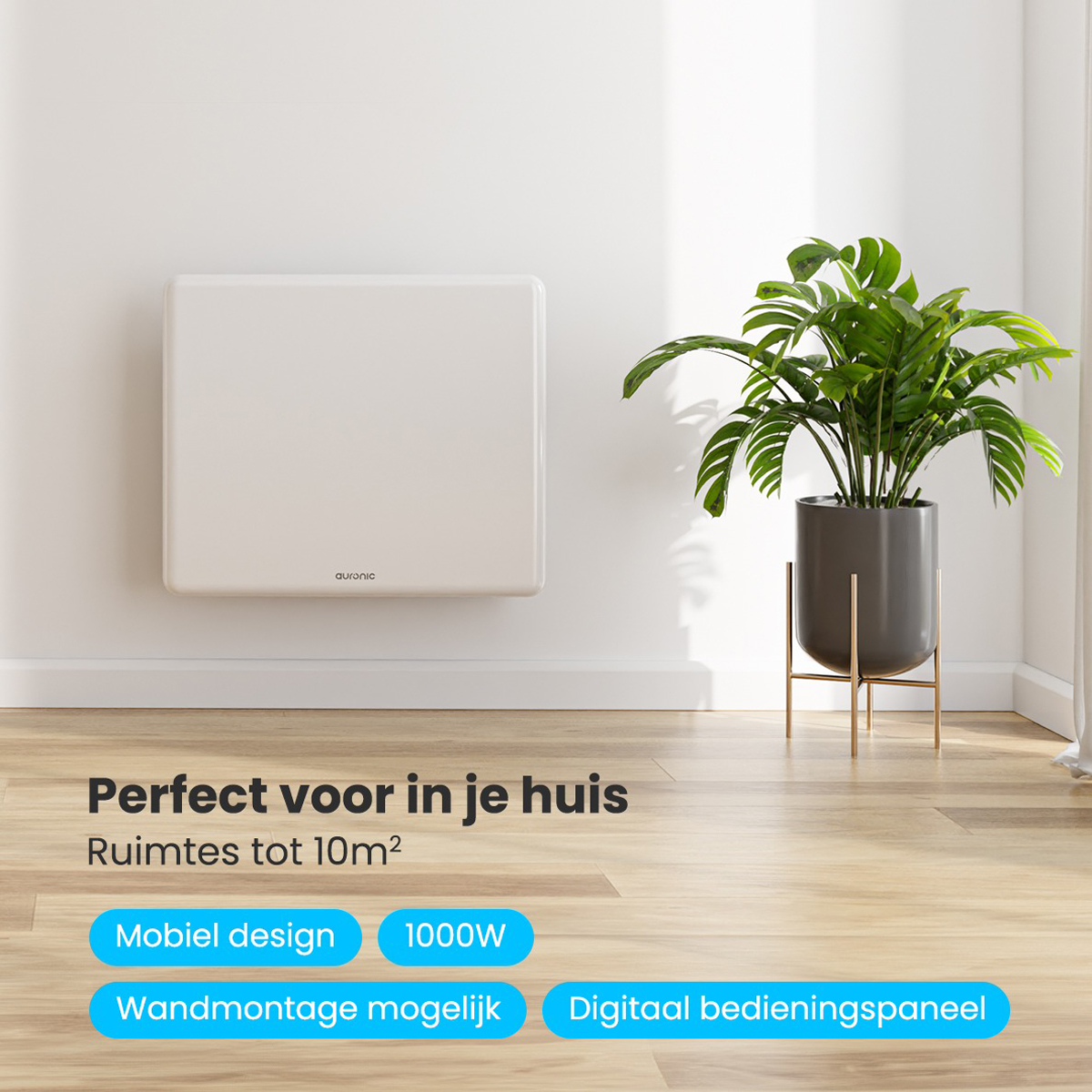 Auronic 1000 watt convectorkachel - White