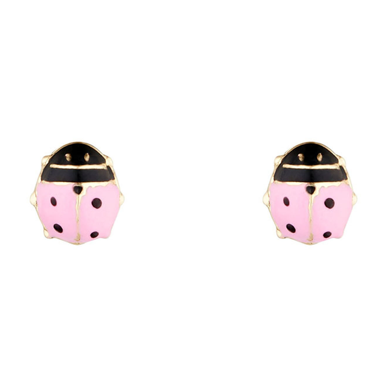 L'Exception Boucles d'oreilles Coccinelle rosée or jaune