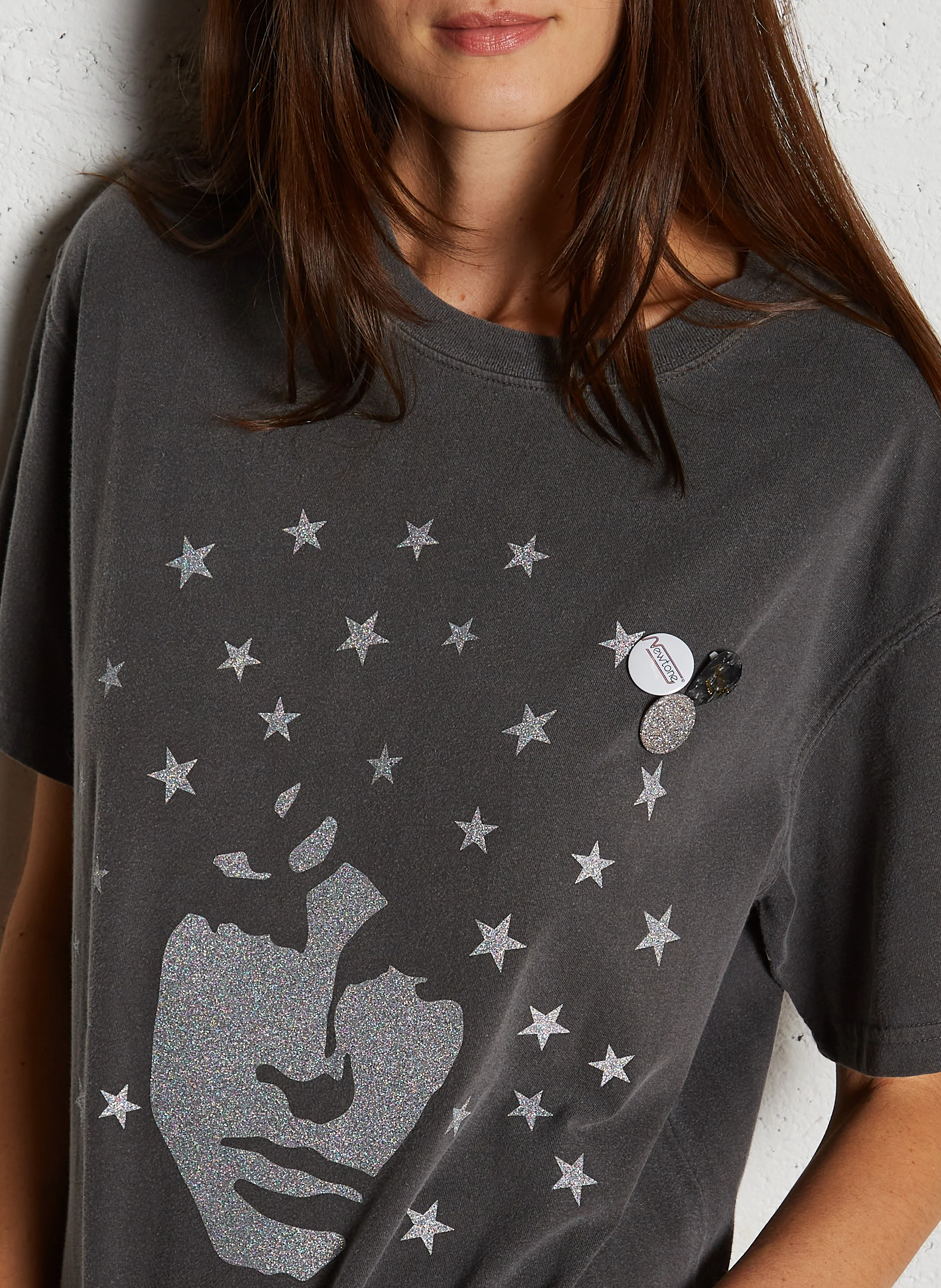 TRUCKER SINGER - Tee-shirt droit col rond sérigraphié en coton | Gris