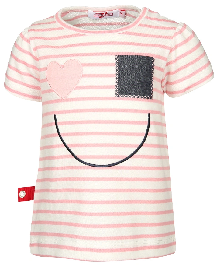 T-Shirt SMILEY BABY GIRLS geringelt in rosa/weiß