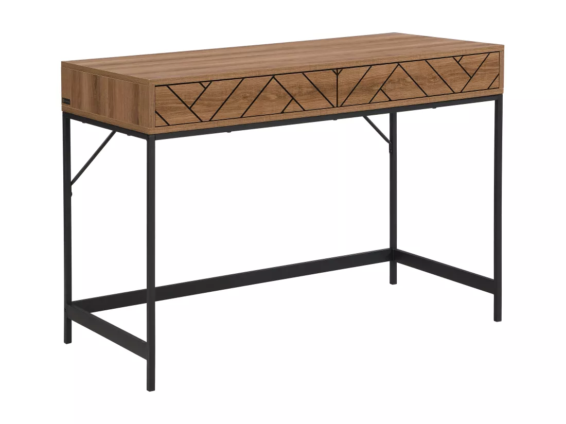 Console avec 2 tiroirs - MDF et acier - Coloris : Naturel et noir - CARATANA