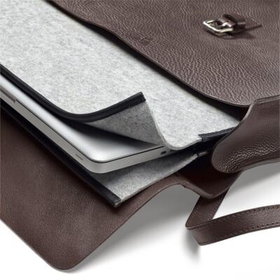 Akten- und Notebooktasche Rindleder, Dunkelbraun
