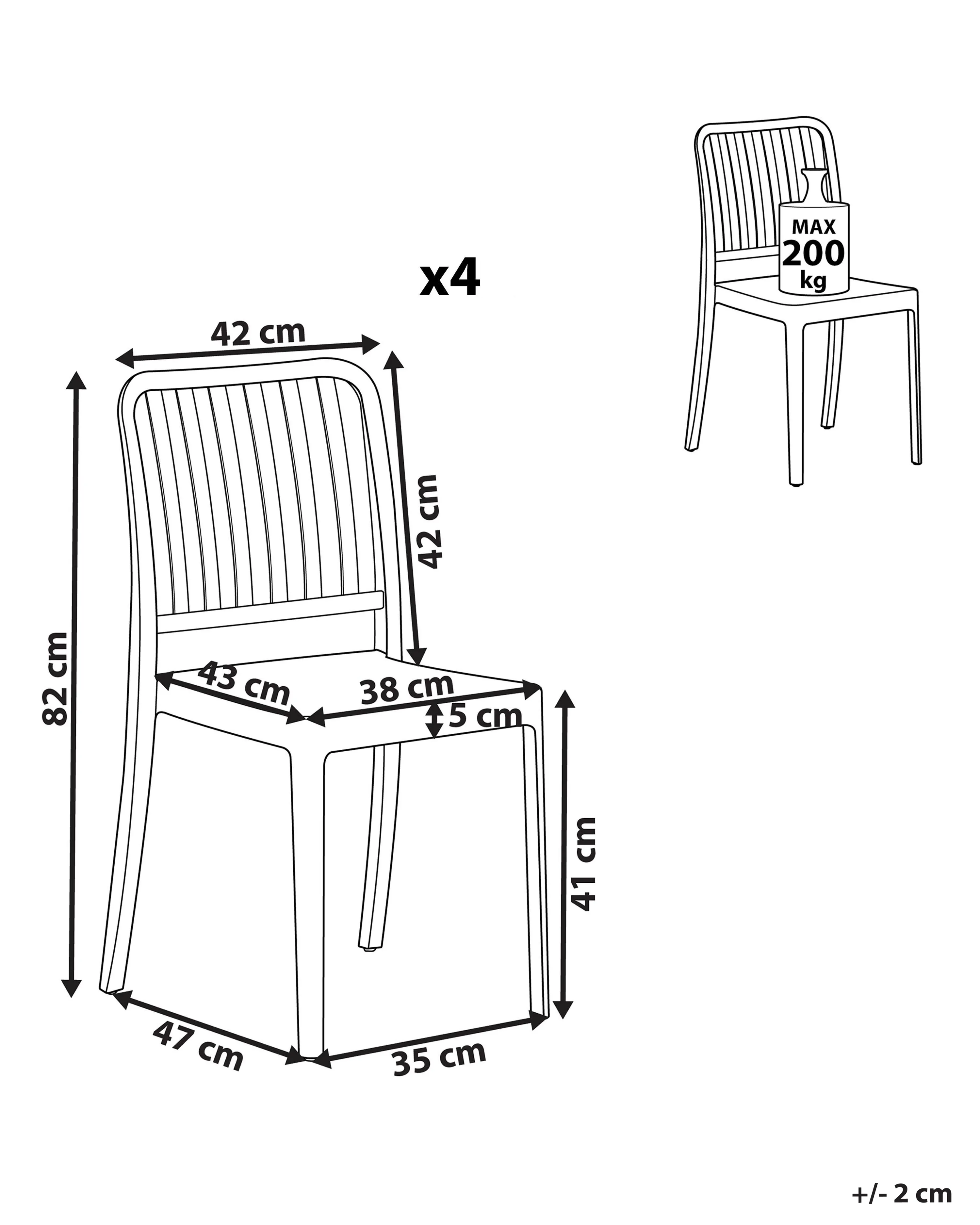 Set van 4 tuinstoelen SERSALE Synthetisch materiaal Wit