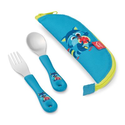 Set de 2 couverts MINIZ pour enfants – Design raton laveur – Pratiques et ludiques