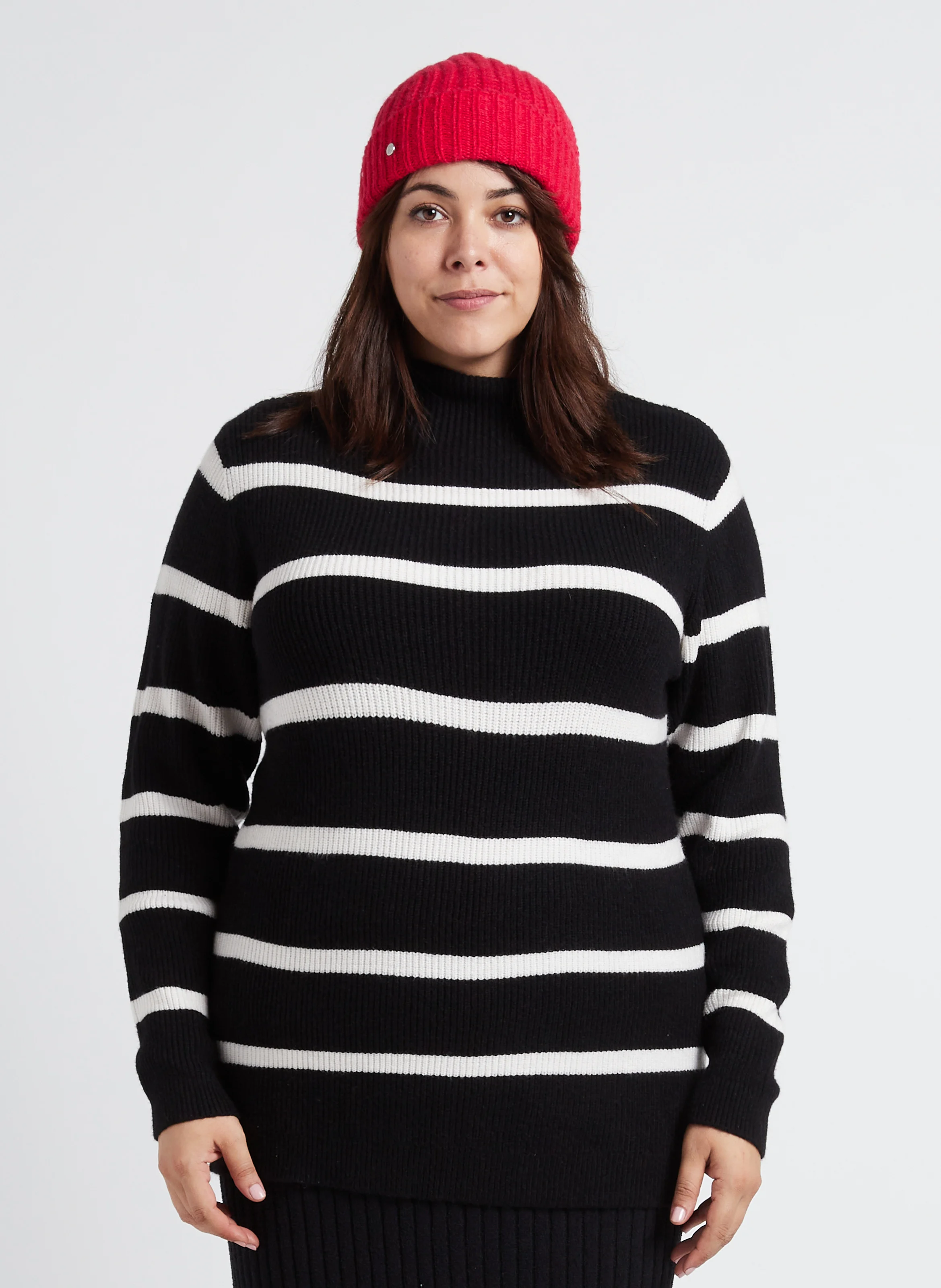 RIL - Pull col montant à rayures| Noir