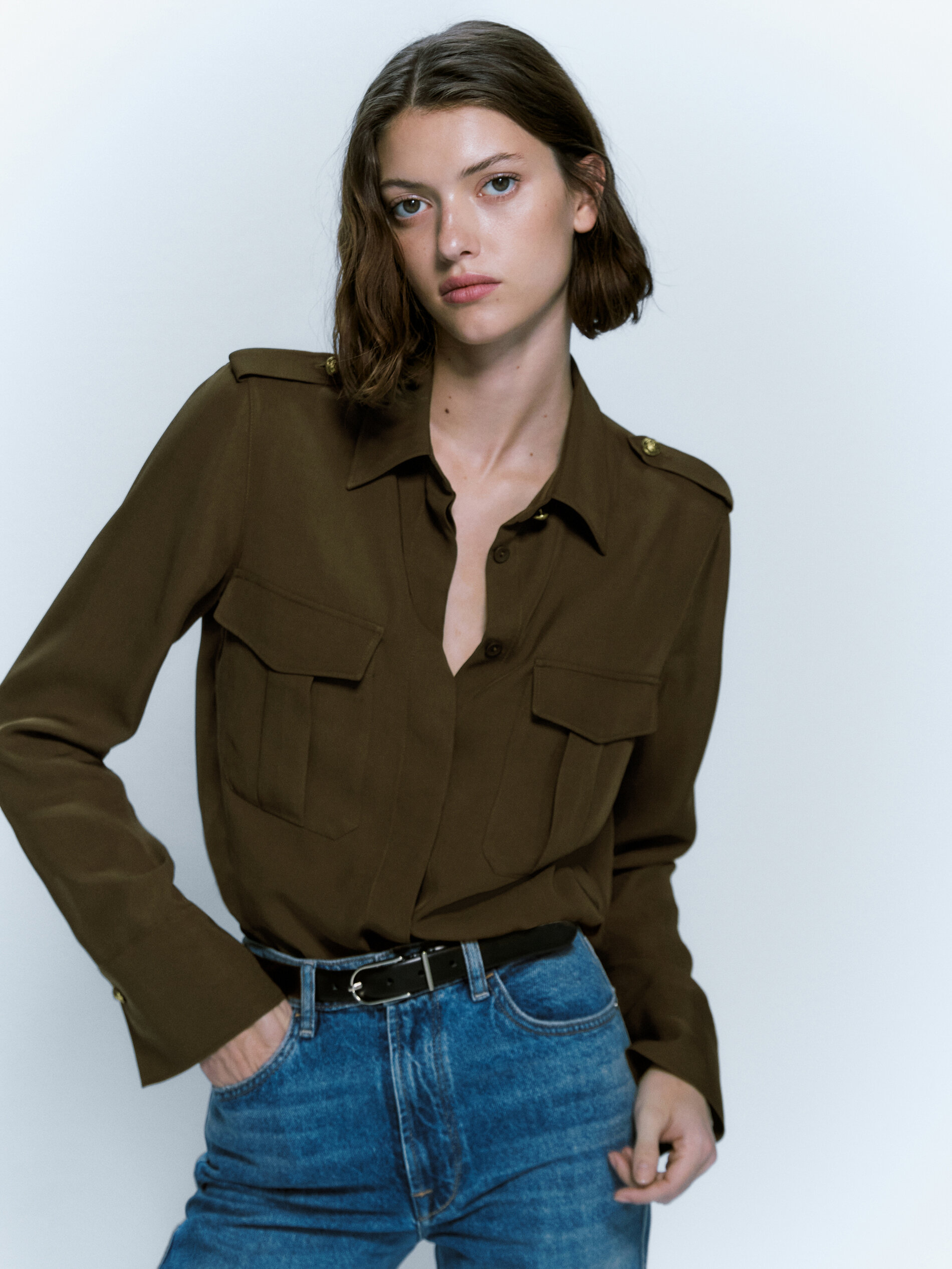 Camisa fluida com bolsos - CAKI