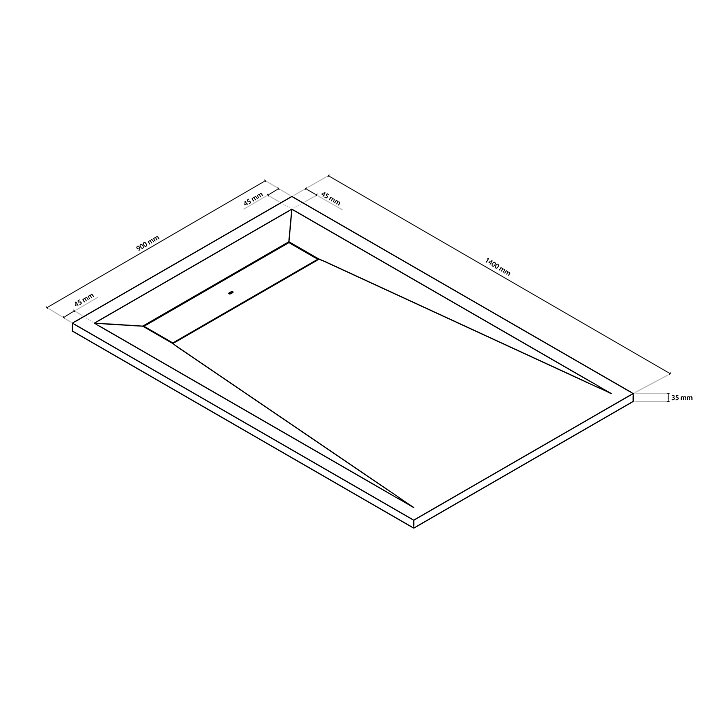 Receveur de douche 90 x 140 cm, résine, gris, GoodHome Luiro