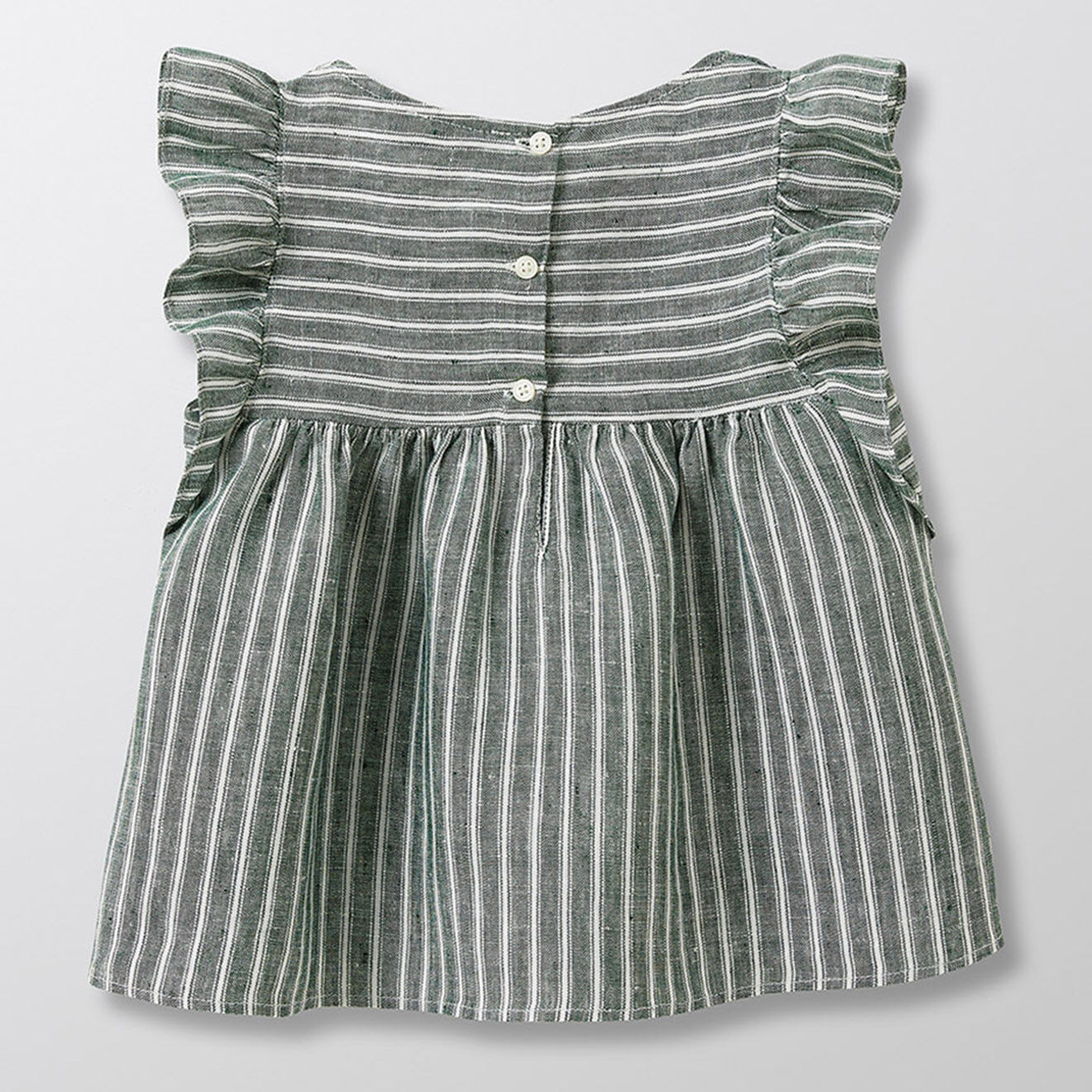 Cyrillus Blouse en 100% Lin à manches volantées vert foncé