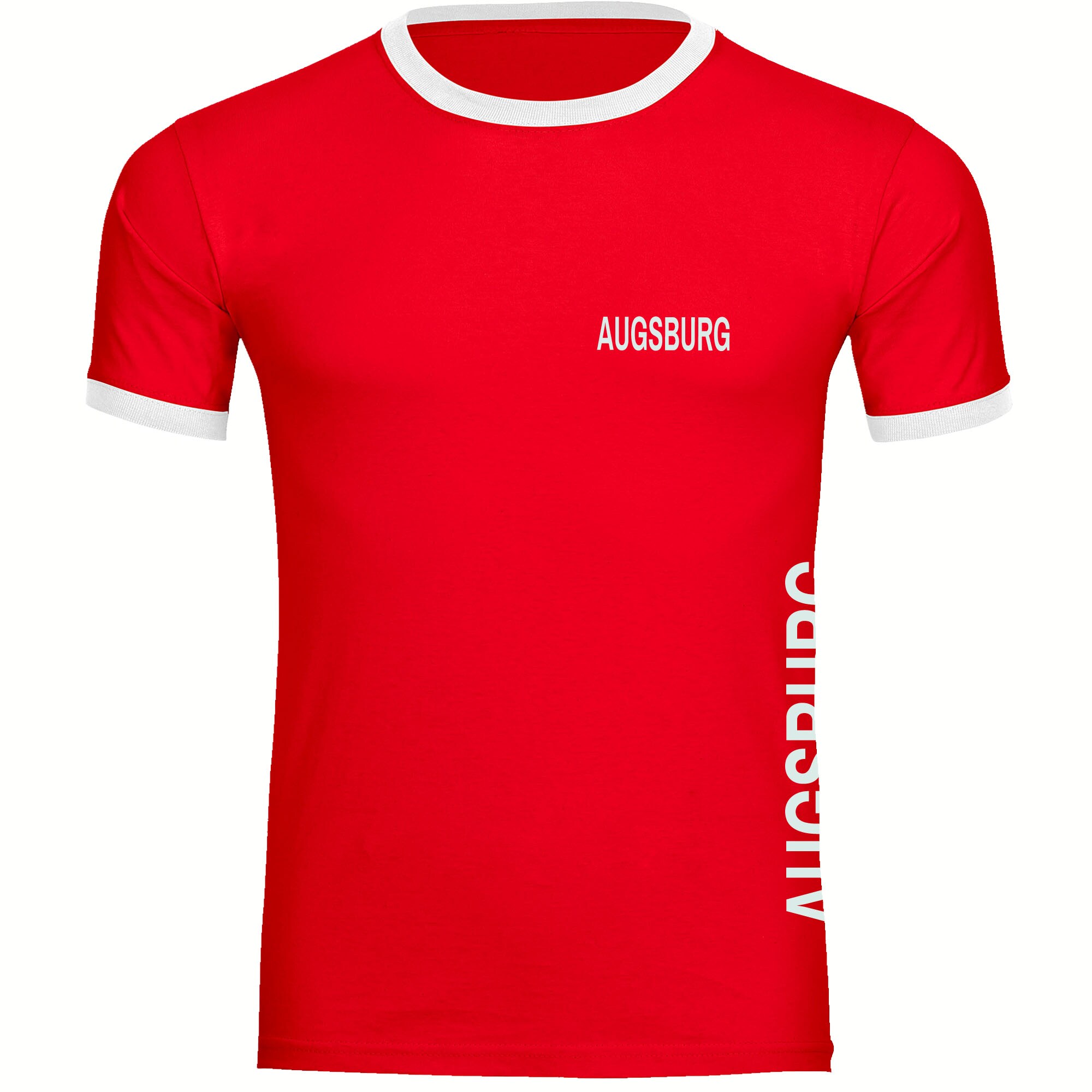 multifanshop® Kontrast T-Shirt - Augsburg - Brust & Seite - Druck weiß