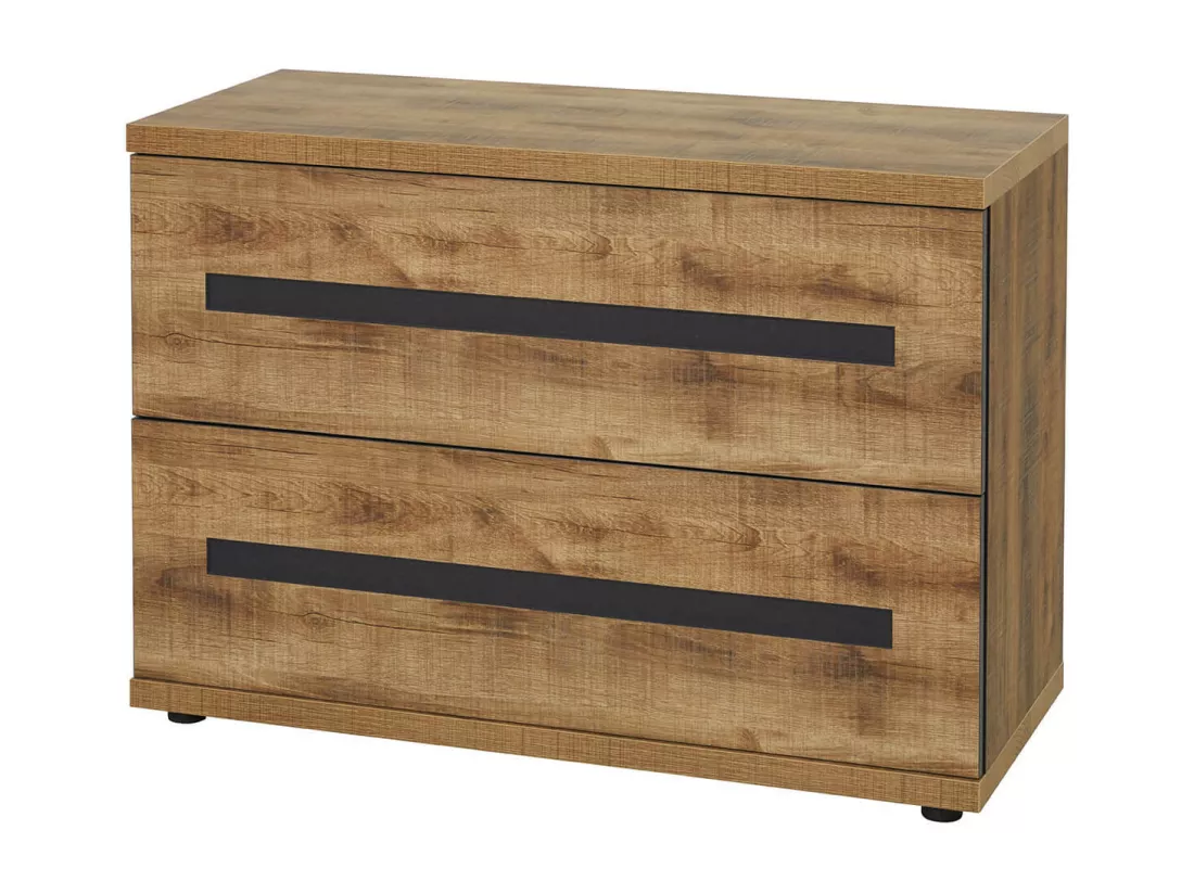 CANDAS - Chambre 160x200cm + Chevets + Commode Effet Bois