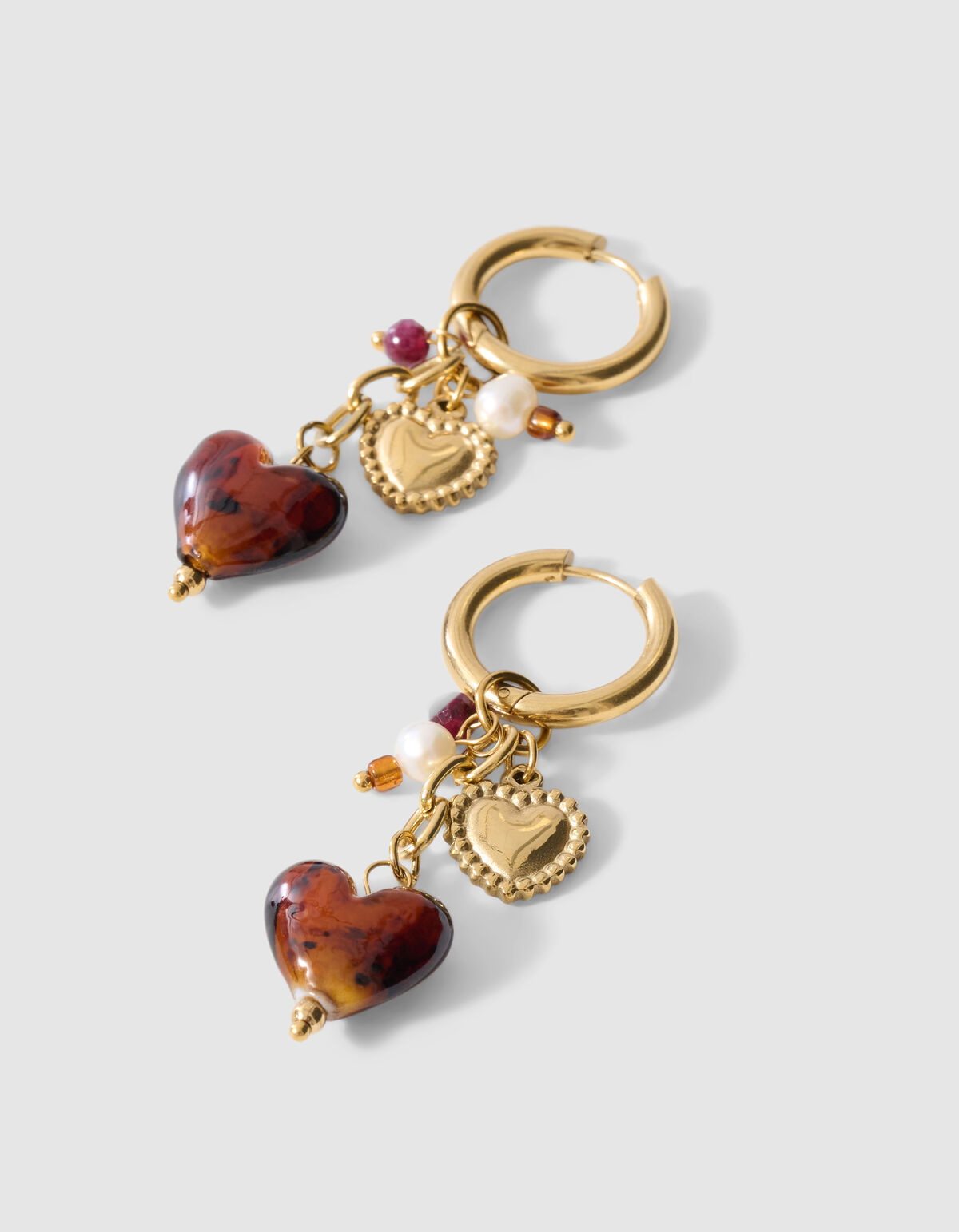 Heart Charm Oorbellen Goud
