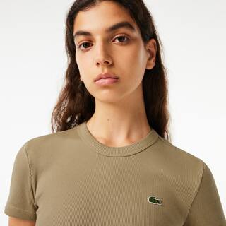 T-shirt femme Lacoste slim fit en coton biologique T-Shirts - Beige - Lacoste - Femme