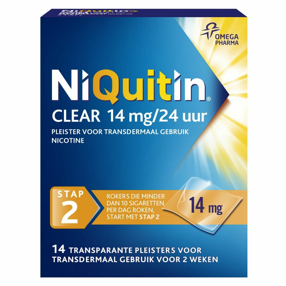 Niquitin Clear Pleisters 14mg Stap 2 14 stuks