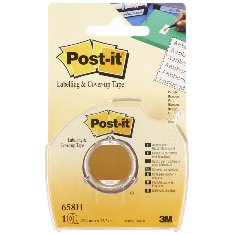 Post-it Korrektur- und Abdeckband 658H, 25.4 mm x 17.7 m, weiss