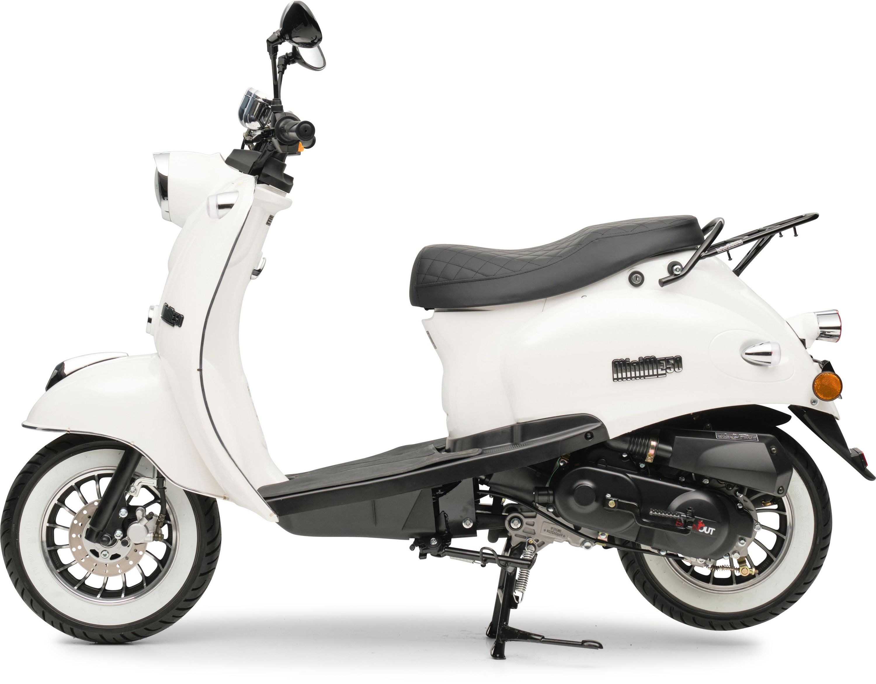 Motorroller Retro MiniMe 2.0 Weiß 50ccm 25 kmh Mofa Scooter