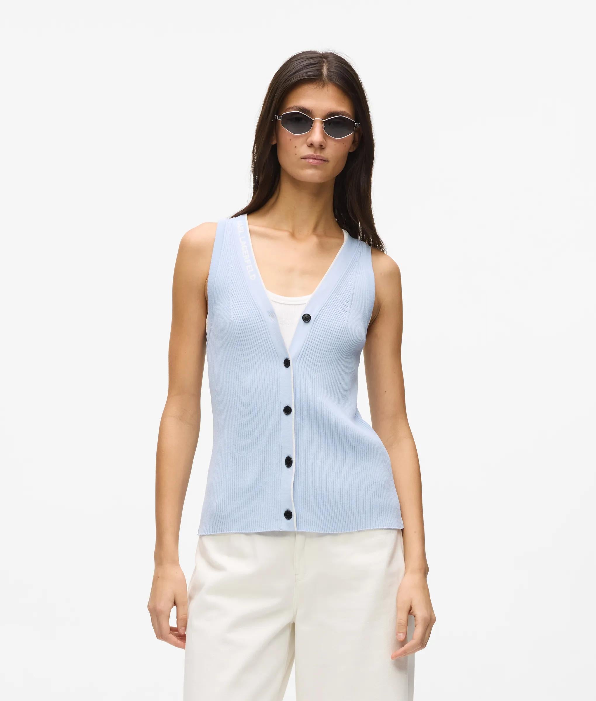 Gebreide top met V-hals en logo