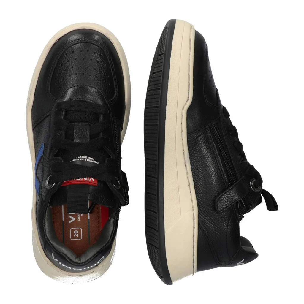 Vingino leren sneakers zwart/blauw
