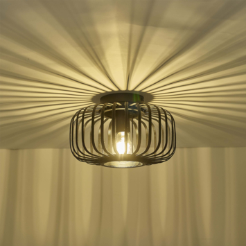 Plafondlamp Joy bamboe zwart Ø28cm