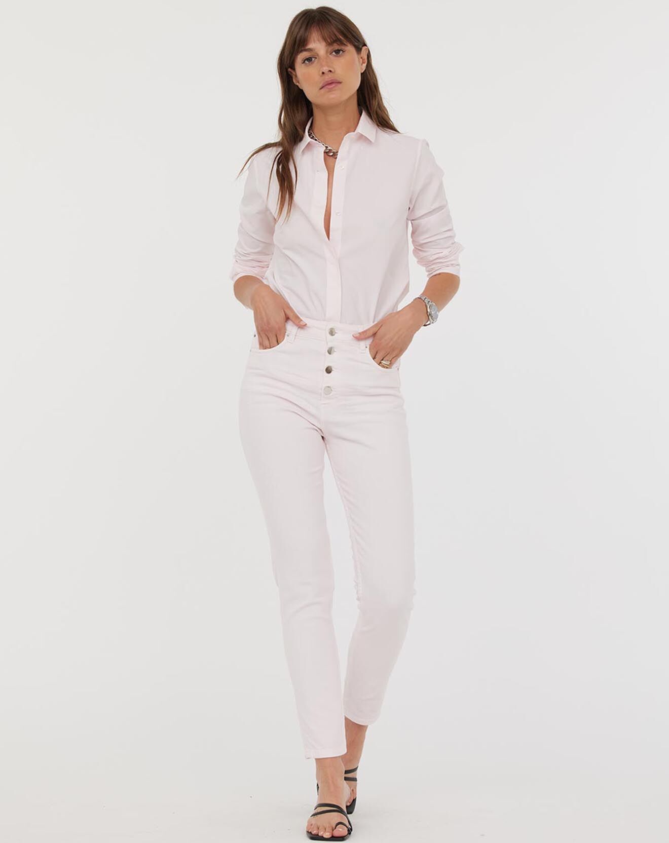 Acquaverde Chemise en Popeline Japonaise Kim rose pâle
