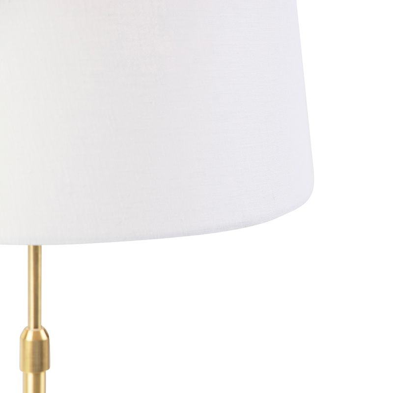 Tafellamp goud/messing met linnen kap wit 35 cm - Parte