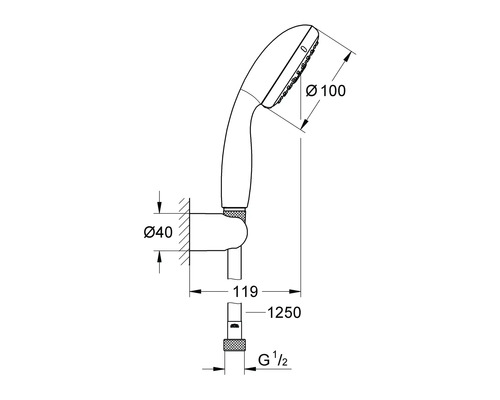 GROHE Tempesta 100 handdoucheset 27799001 Ø 10 cm incl. doucheslang 1250 mm chroom