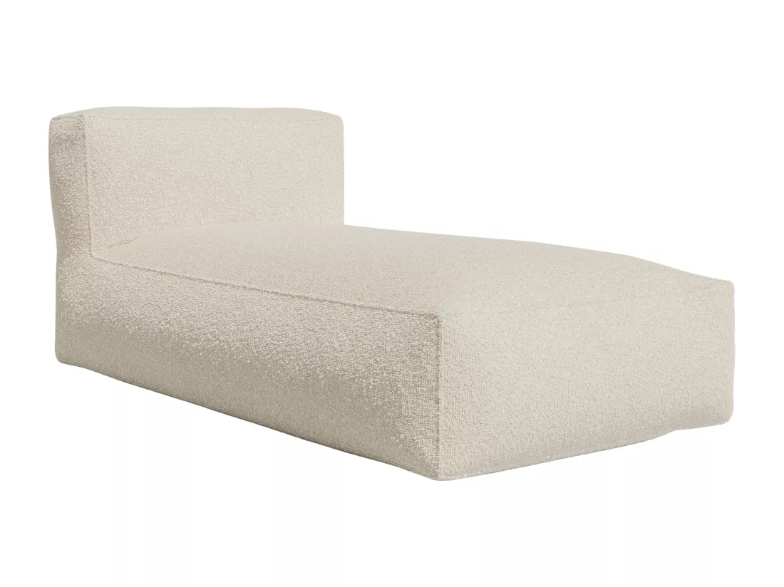 Canapé d'angle modulable avec fauteuil et pouf en tissu bouclette beige NOUMARA