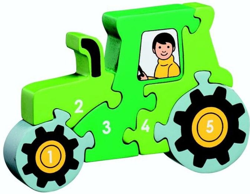 Houten puzzel Tractor - Leren tellen 1-5