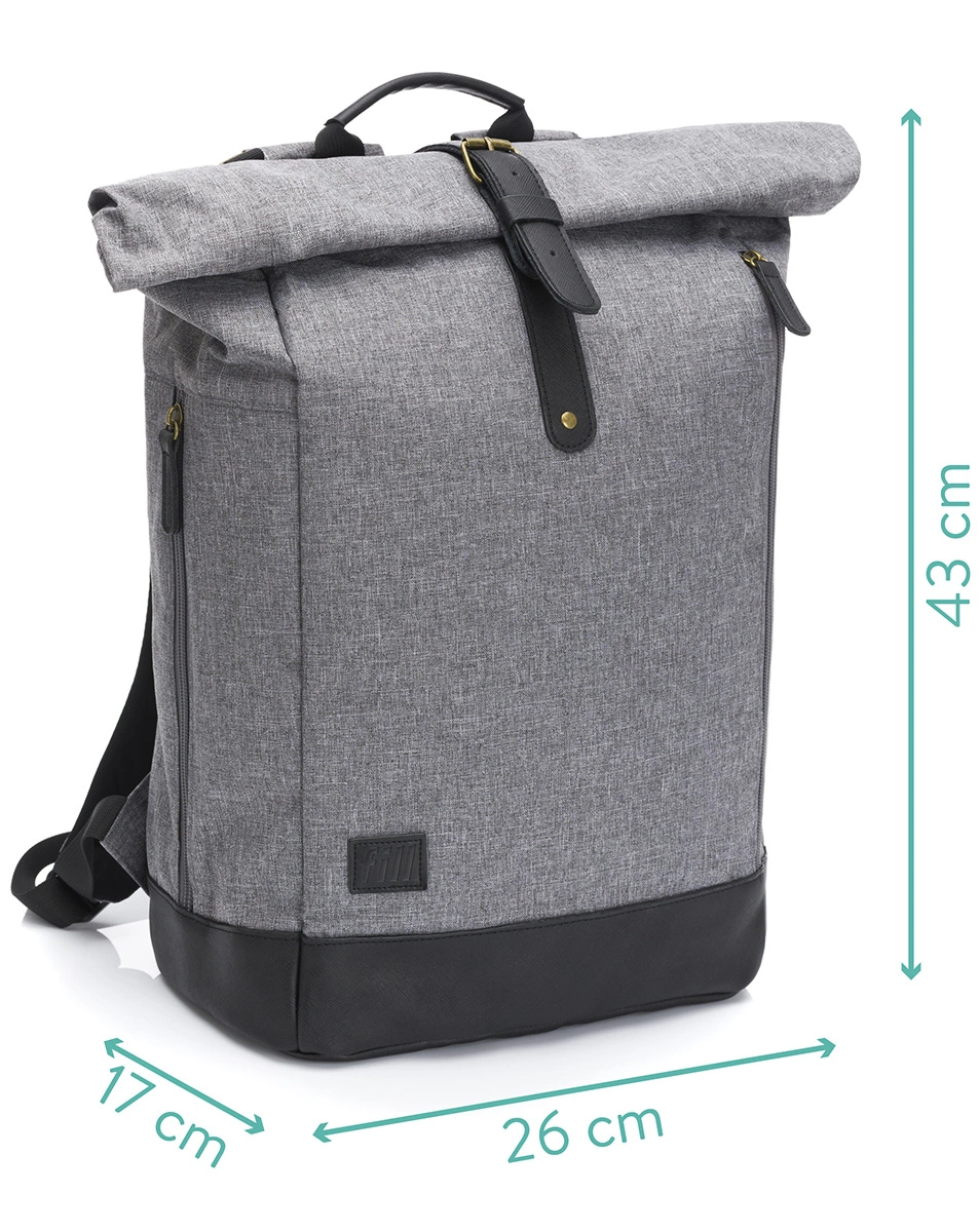 Wickelrucksack BERLIN X (39x16x53) in grau/schwarz