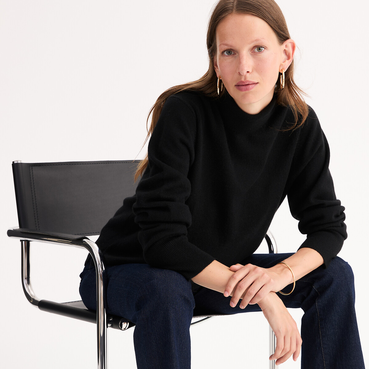 ANNE WEYBURN<br>Gola alta de cashmere, malha fina