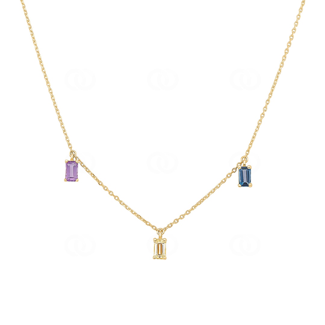 Collier 750/18 K Gelbgold mit Farbsteinen