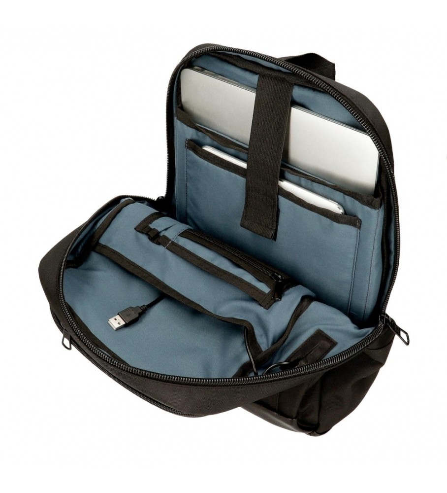Mochila para computador Pepe Jeans Leighton com dois compartimentos, preta.