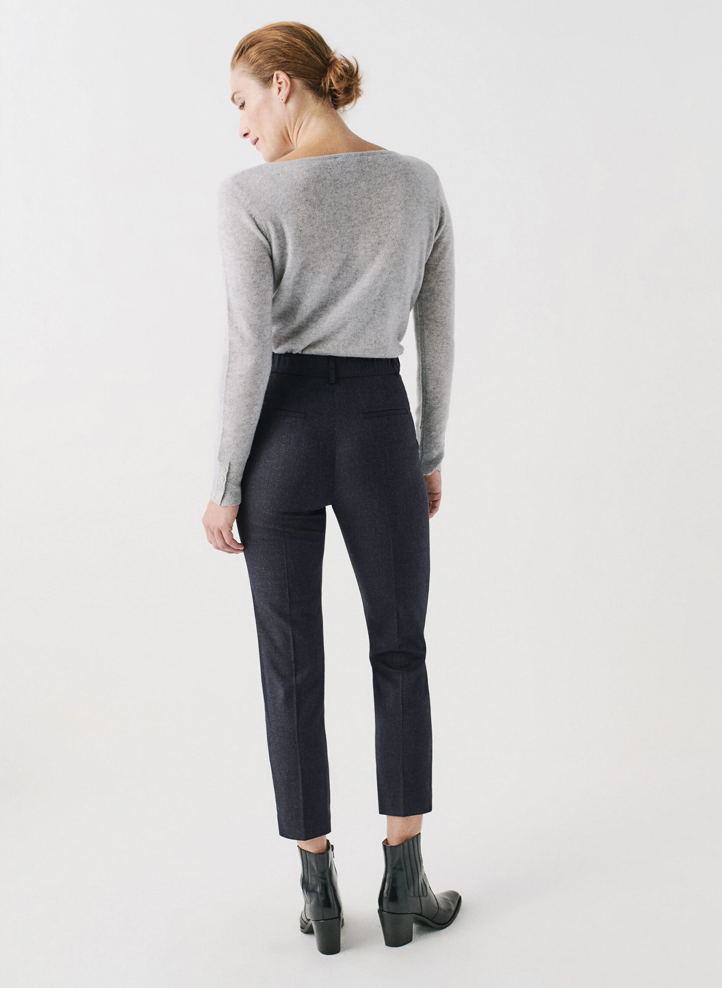 PSIDIKO12 - Pantalon cigarette taille haute imprimé | Noir