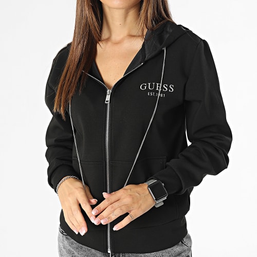 Sweat Zippé Capuche Femme W3YQ15-KB932 Noir Argenté