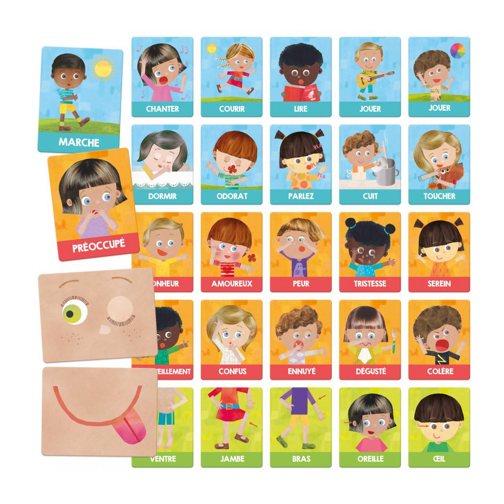 Flashcards Montessori - Émotions et actions
