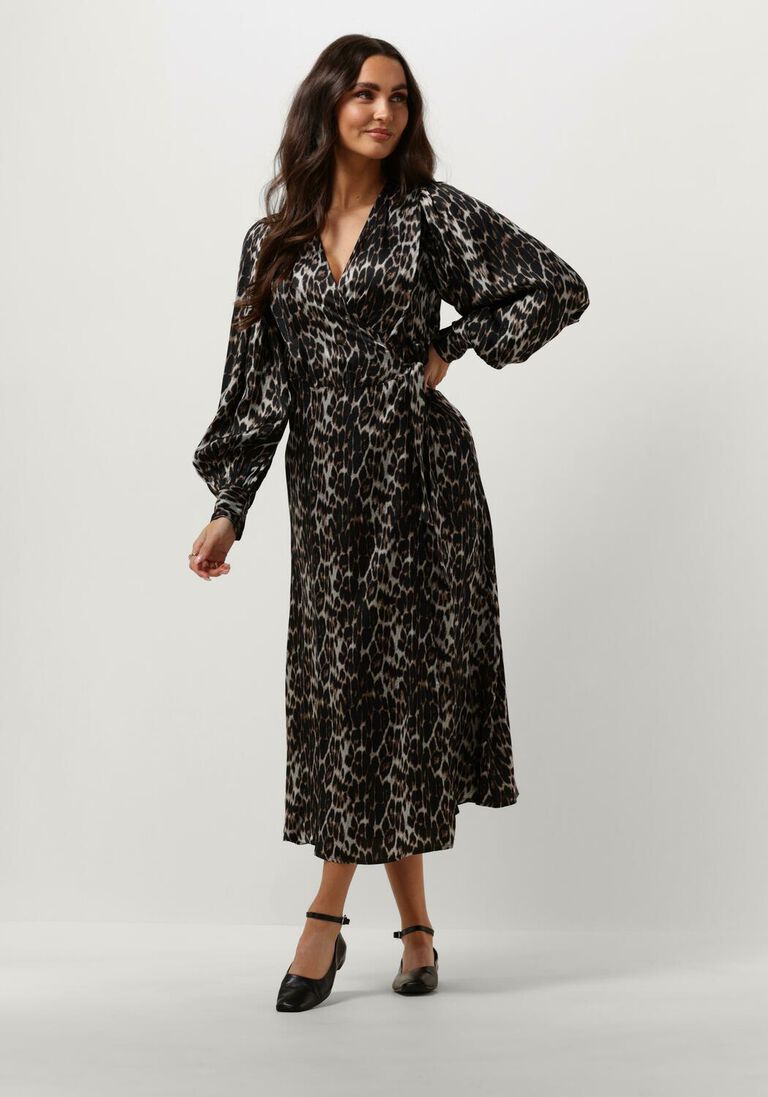 CO\\'COUTURE leopard co'couture midi jurk leo leo wrap dress