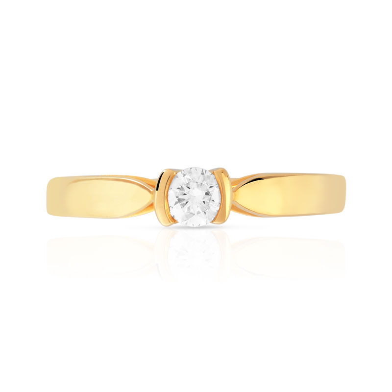 Bague solitaire or 750 jaune diamant 15/100e de carat