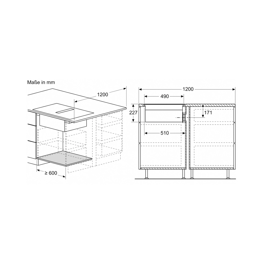 Bosch PXX801D67E Induktionskochfeld flächenbündig mit integriertem Dunstabzug 80cm