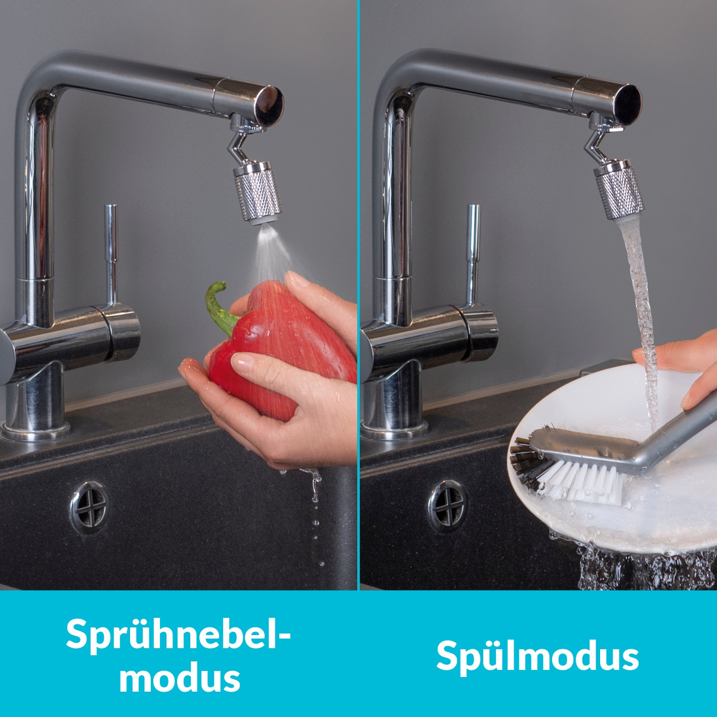 puregreen Strahlregler für Wasserarmaturen 2,4cm Edelstahl mit Gelenk