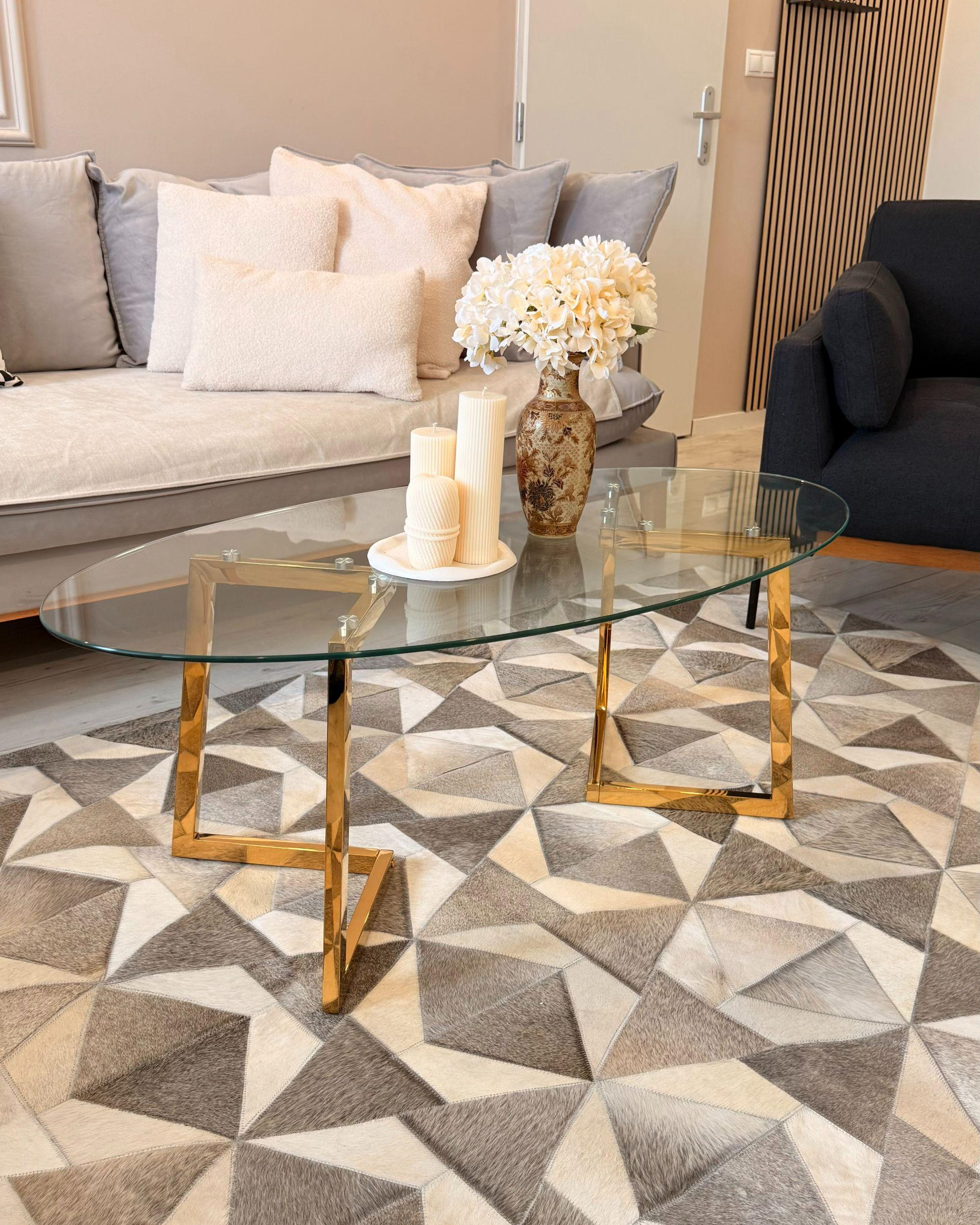 Salontafel FRESNO Glas Goud