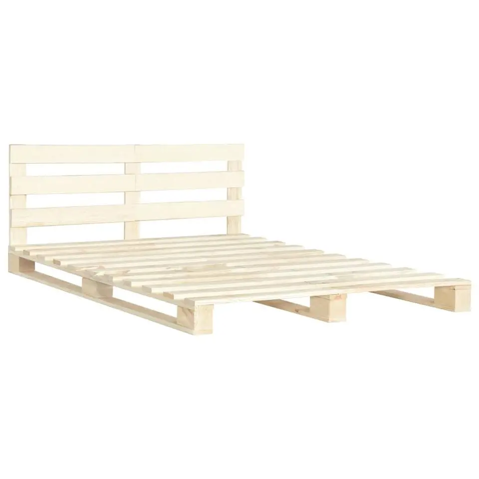 vidaXL - Bed frame pallet met hoofdeinde - Naturel - Grenenhout - 140x200 cm