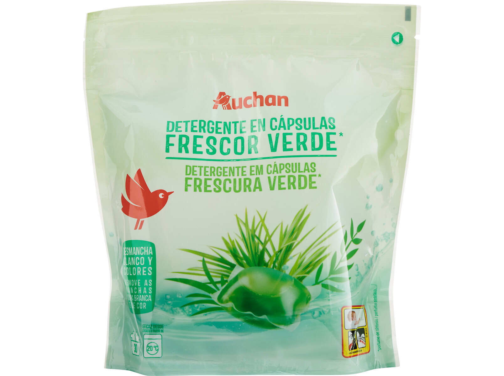 DETERGENTE ROUPA AUCHAN CÁPSULAS FRESCURA VERDE 30 DOSES