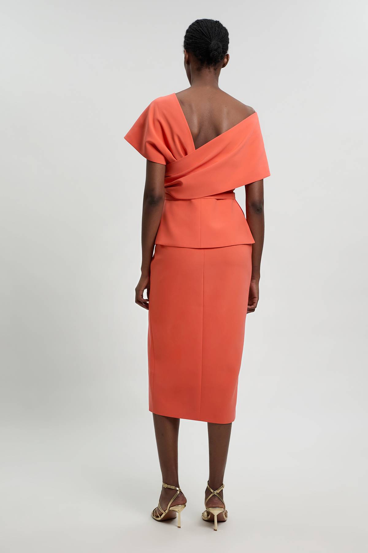 KarenMillen Robe Midi Ajustée À Basque En Viscose Stretch Compacte Petite