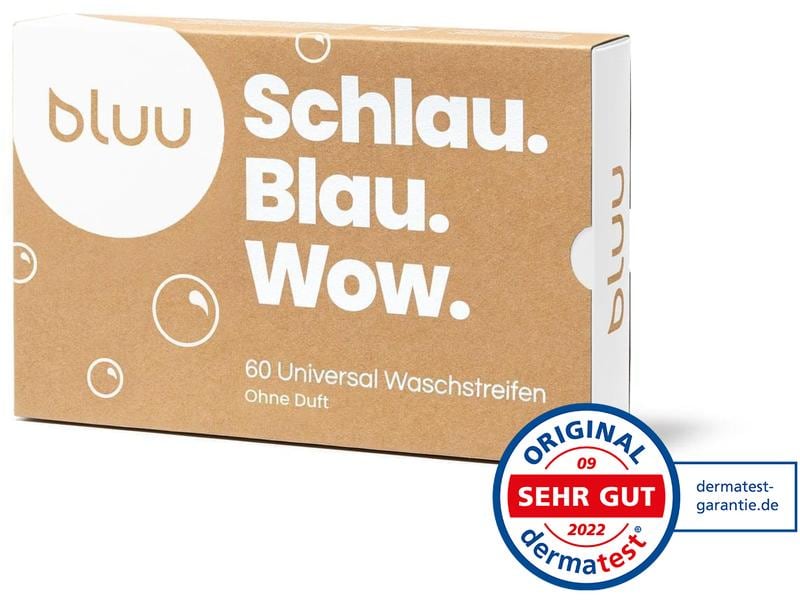 bluu Universal Waschmittelstreifen ohne Duft 60 Stück Umweltfreundliche und praktische Waschmittelportionen ohne Duftstoffe