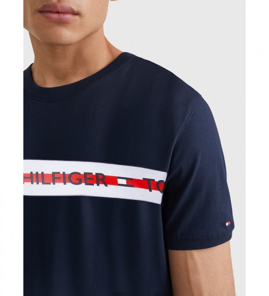 Camiseta Tommy Hilfiger de manga curta com logo CN azul marinho